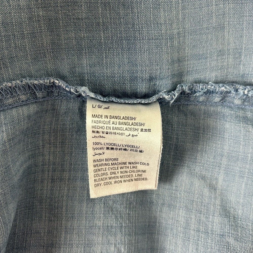 Style & Co Womens Blue Denim Button-Up Shirt Top Size L Roll-tab Sleeves - Picture 9 of 9